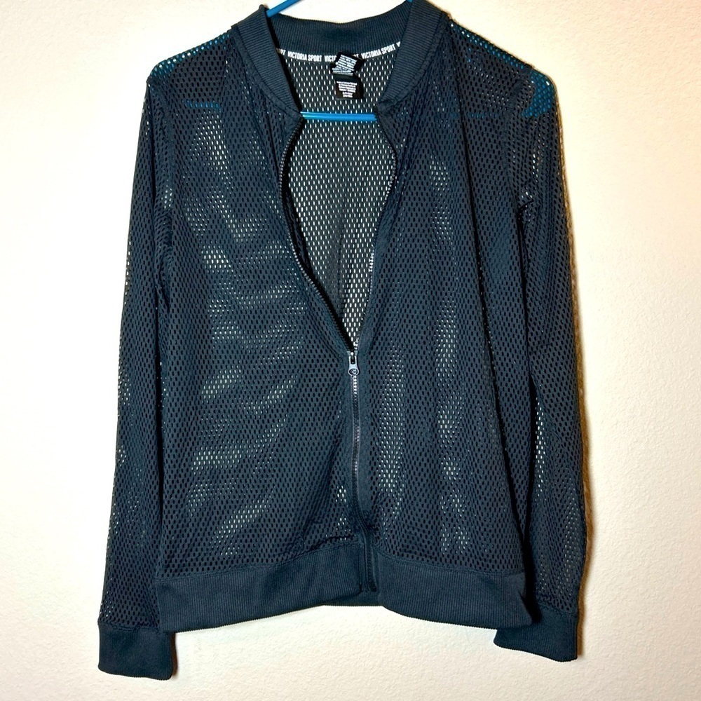 Victoria Sport Small Swimsuit Coverup Jacket Long Sleeve Mesh Zip Up